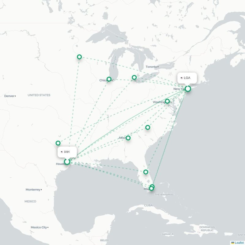 IAH - LGA route map