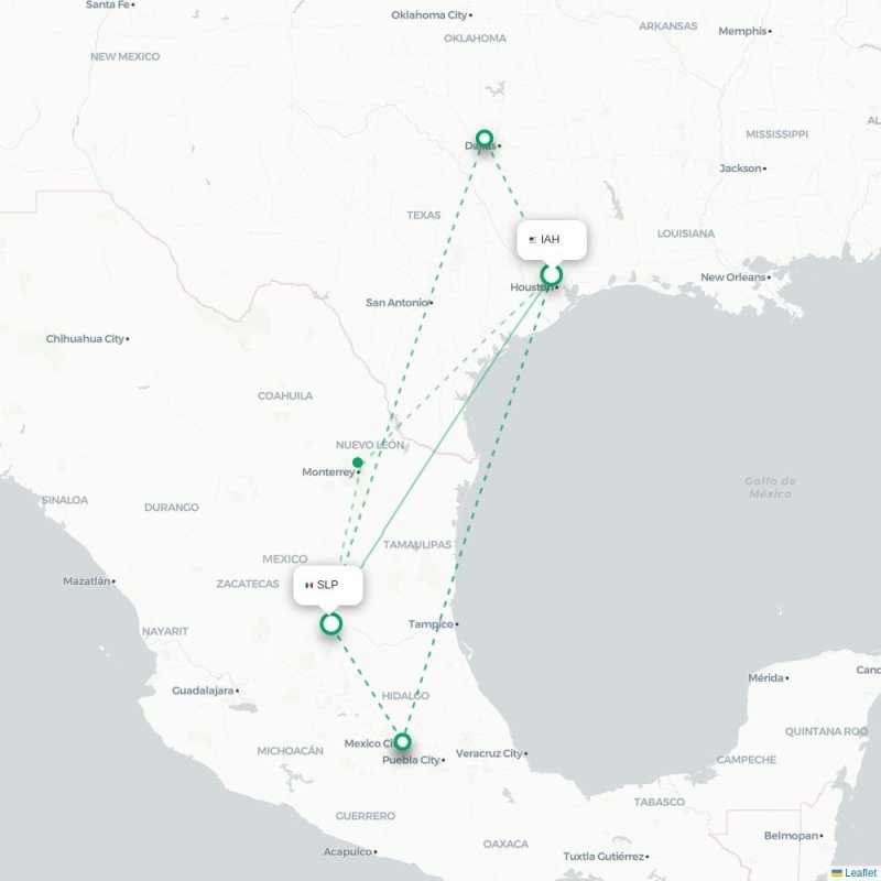 IAH - SLP route map