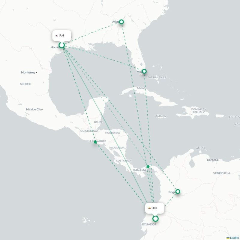 IAH - UIO route map