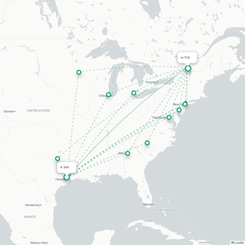 IAH - YUL route map