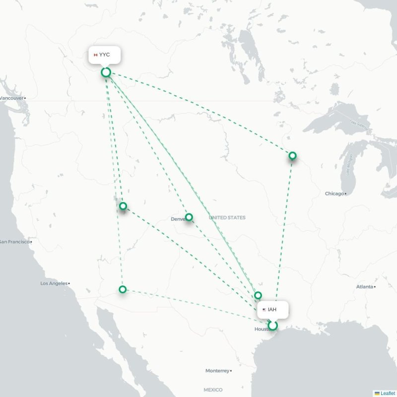 IAH - YYC route map
