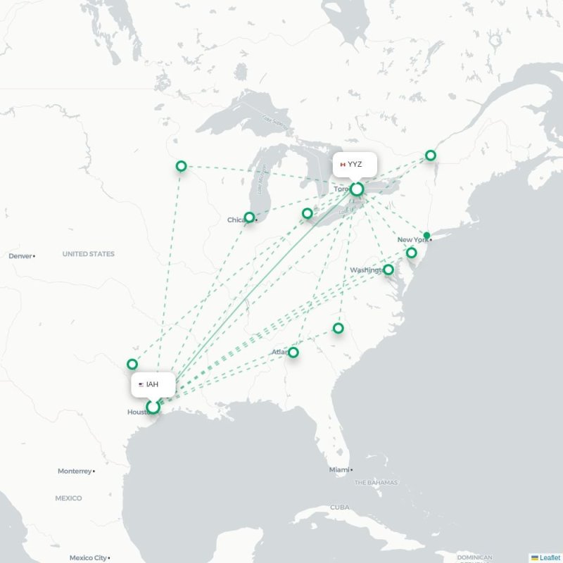 IAH - YYZ route map