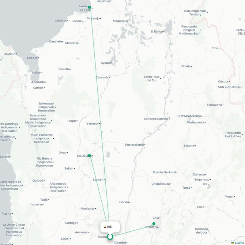 IBE - BOG route map