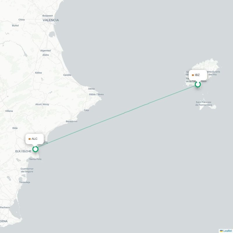 IBZ - ALC route map