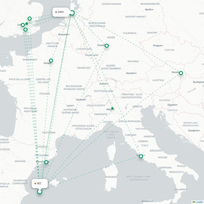IBZ - AMS route map