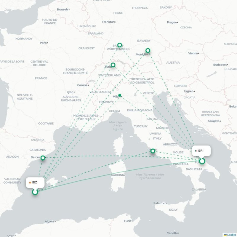 IBZ - BRI route map