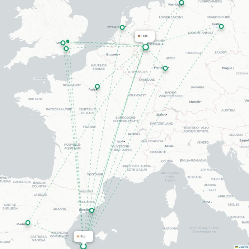 IBZ - DUS route map
