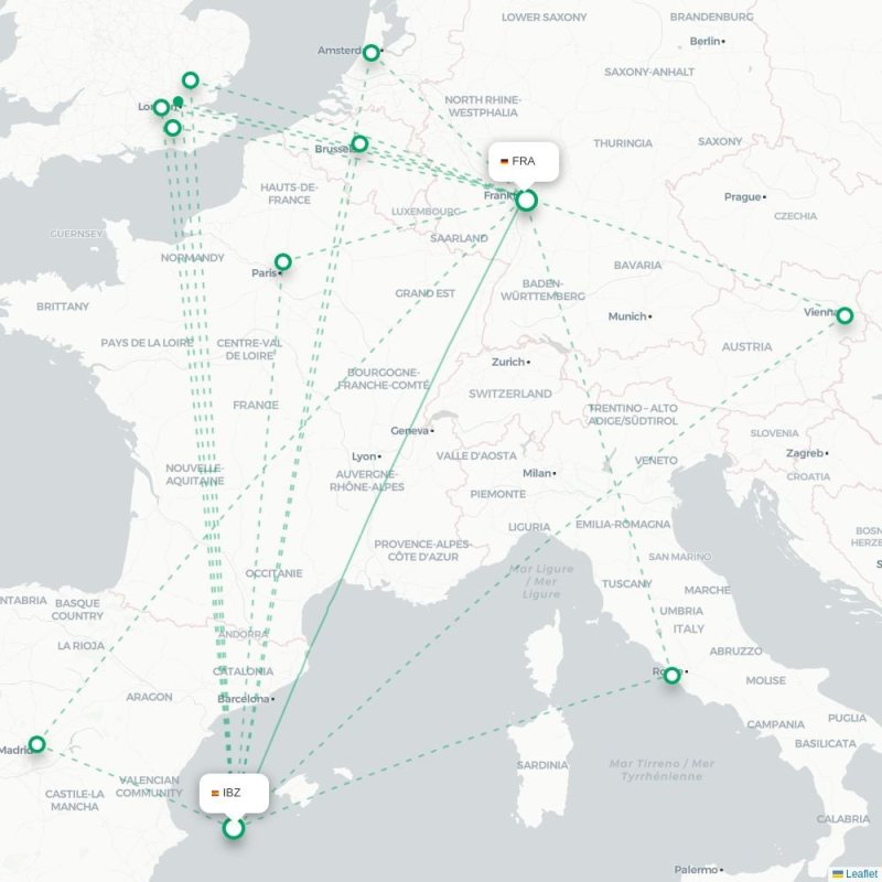 IBZ - FRA route map
