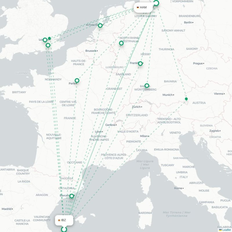 IBZ - HAM route map
