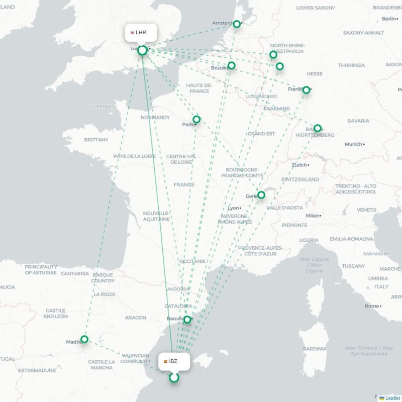 IBZ - LHR route map