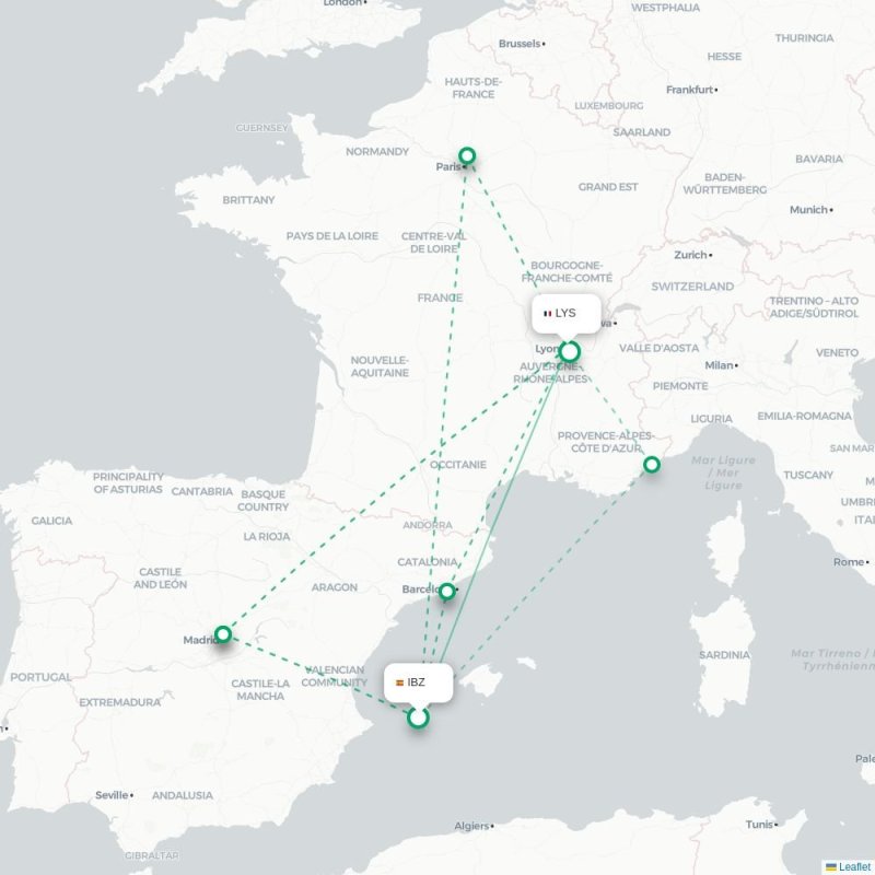 IBZ - LYS route map