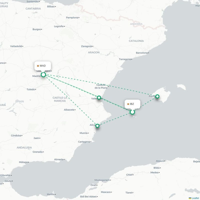 IBZ - MAD route map