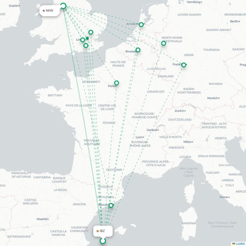 IBZ - MAN route map
