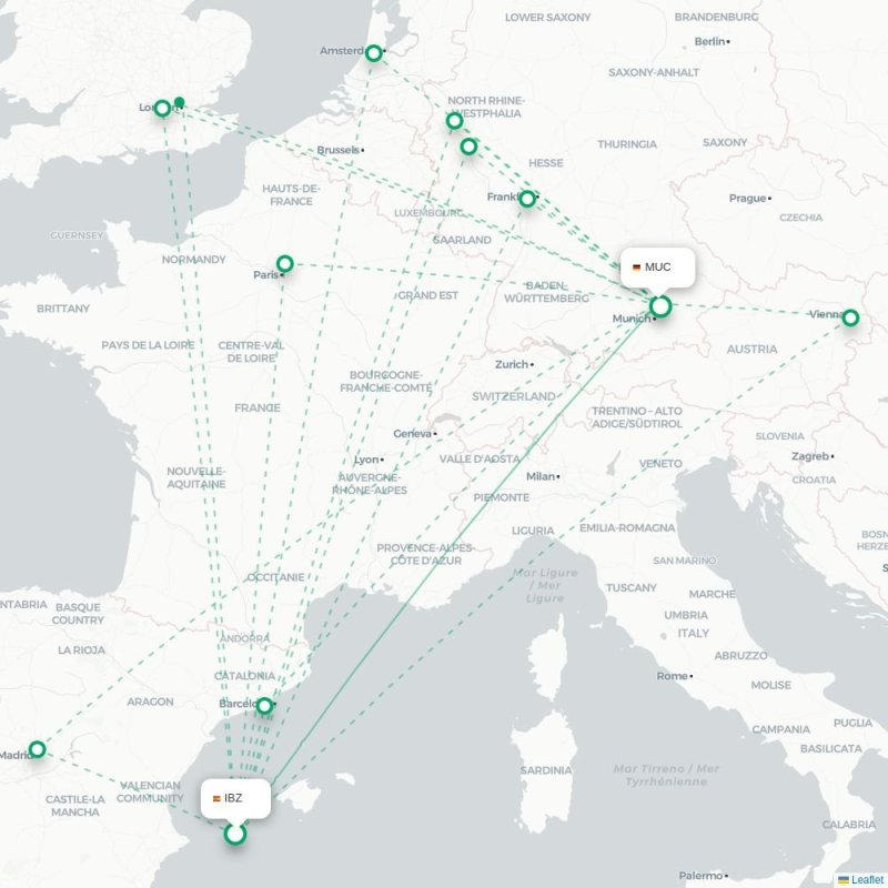IBZ - MUC route map