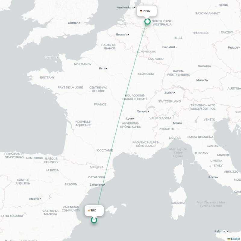 IBZ - NRN route map