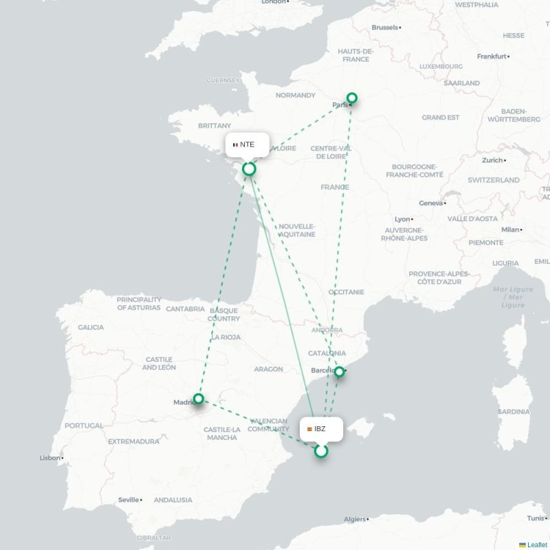 IBZ - NTE route map