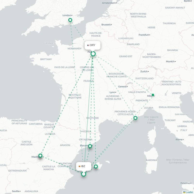 IBZ - ORY route map