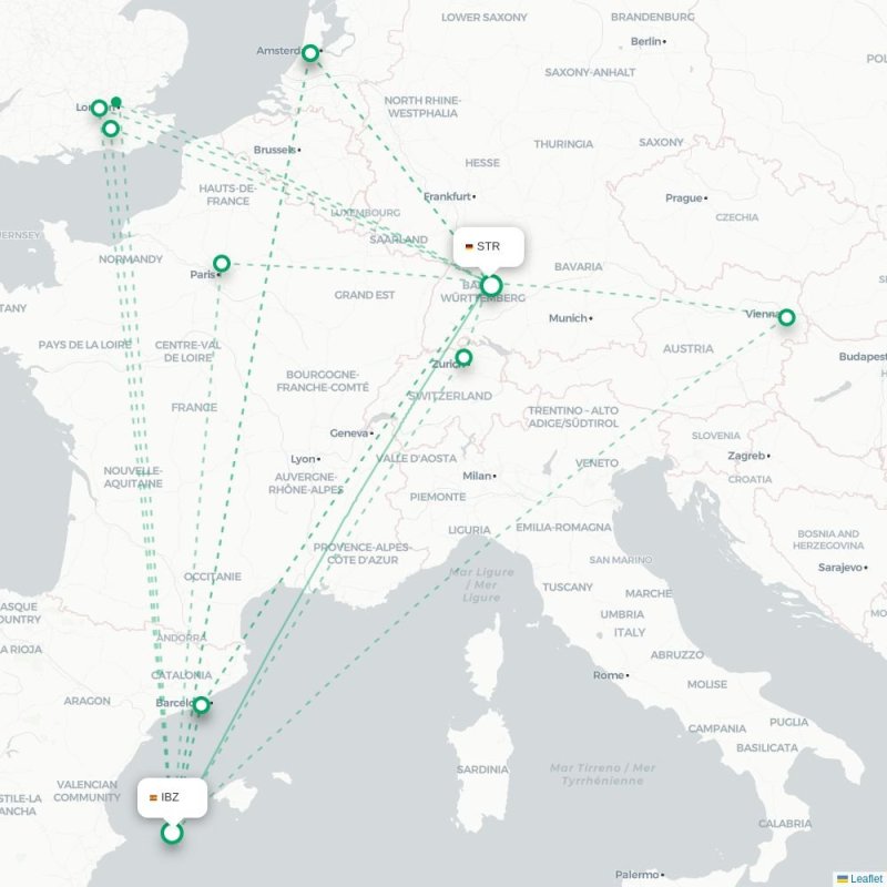 IBZ - STR route map