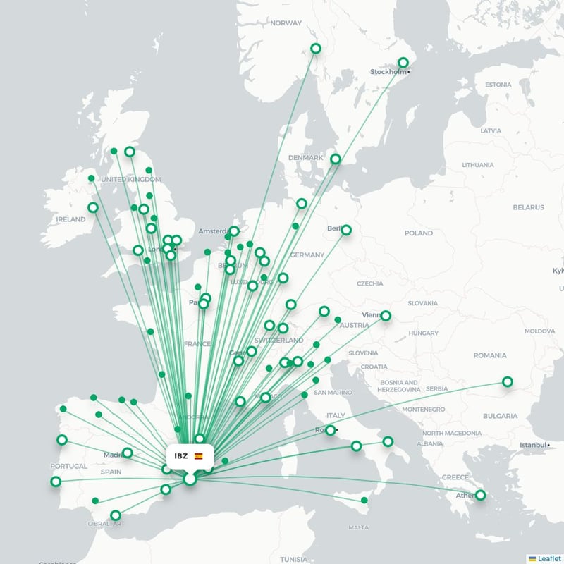 Route map Ibiza  IBZ airport