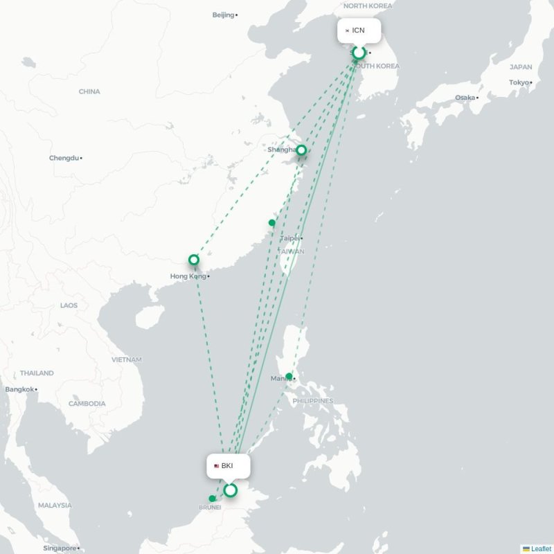 ICN - BKI route map