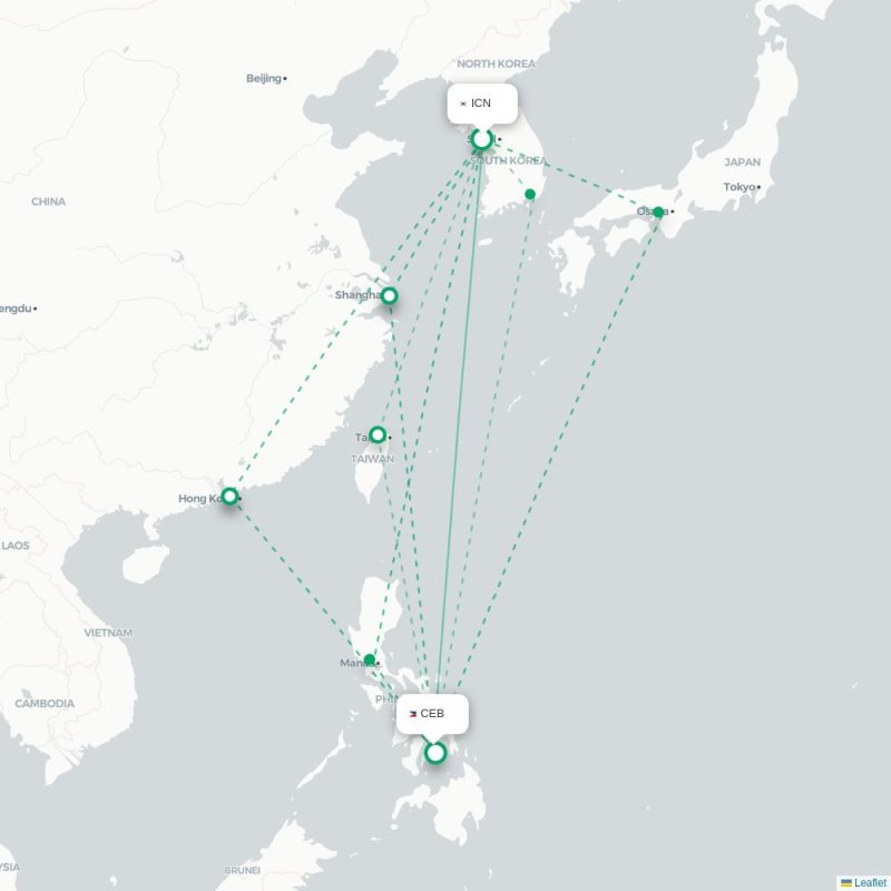 ICN - CEB route map