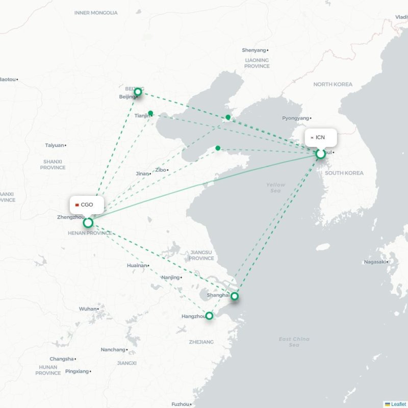 ICN - CGO route map