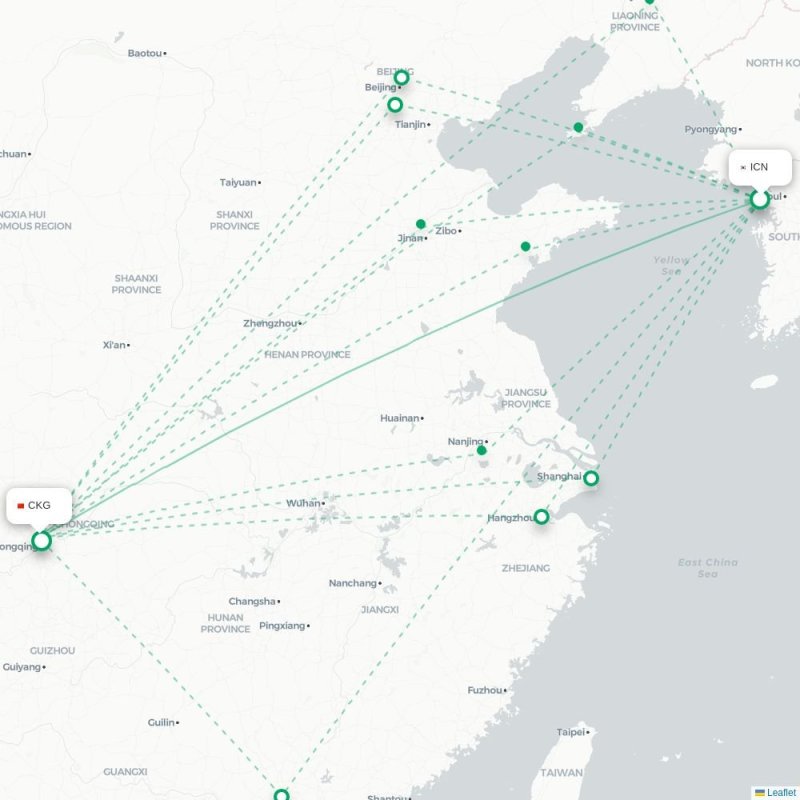 ICN - CKG route map