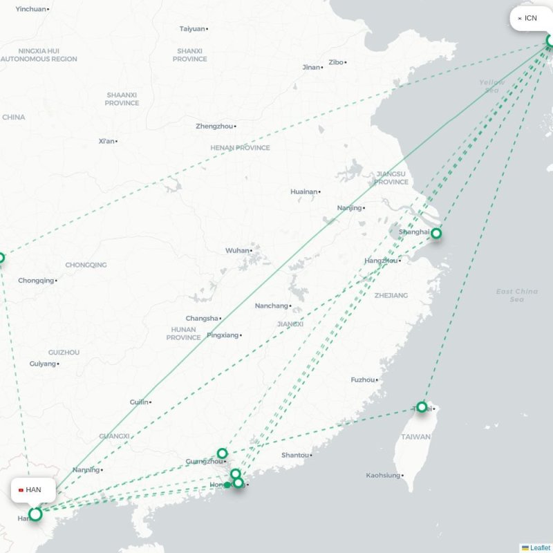 ICN - HAN route map