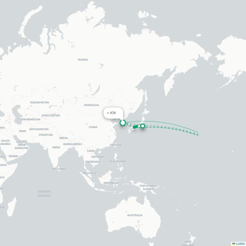 ICN - HNL route map