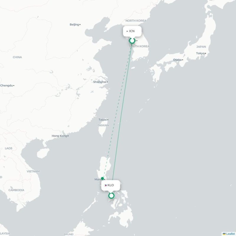 ICN - KLO route map