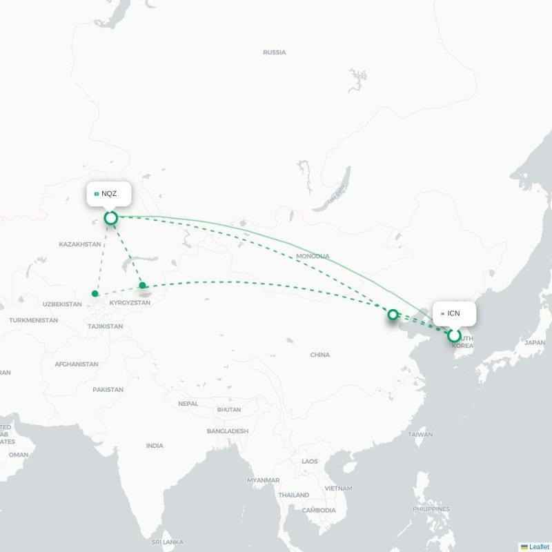 ICN - NQZ route map