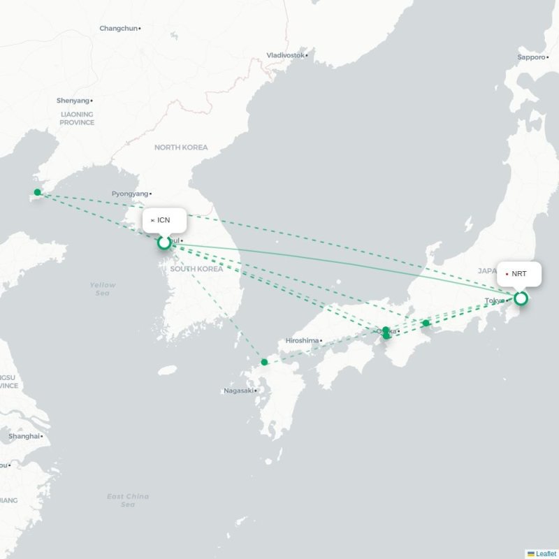 ICN - NRT route map