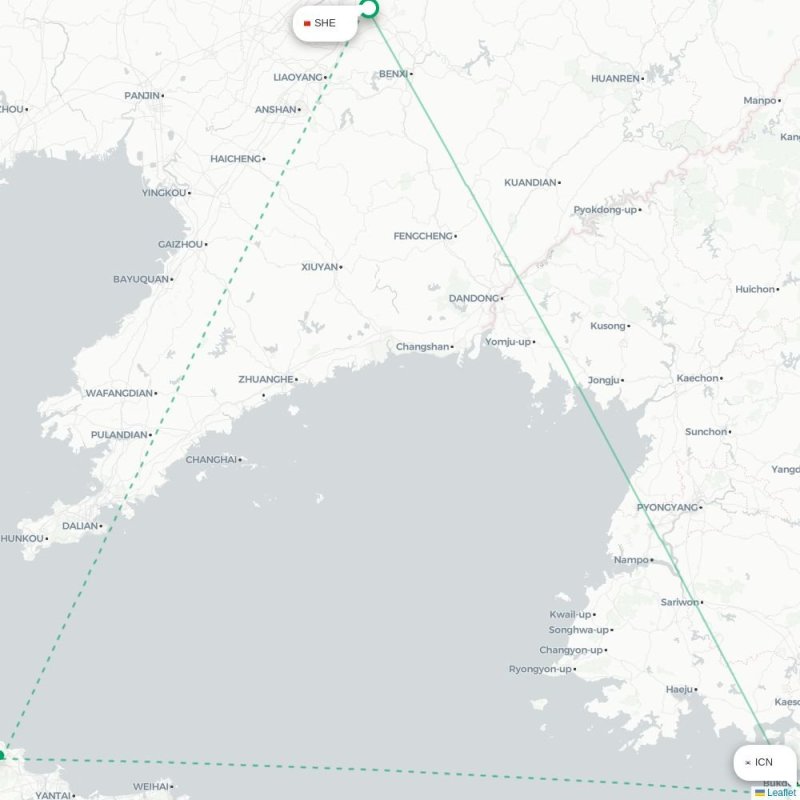 ICN - SHE route map