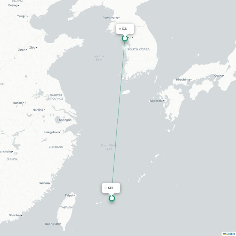 ICN - SHI route map