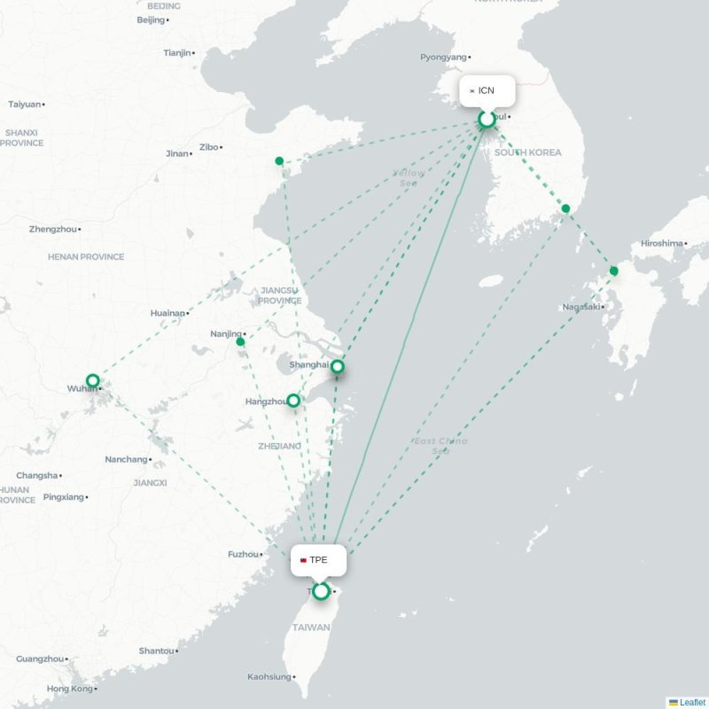 ICN - TPE route map