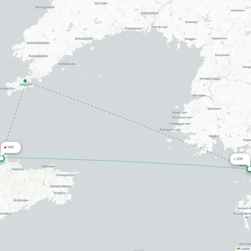 ICN - YNT route map