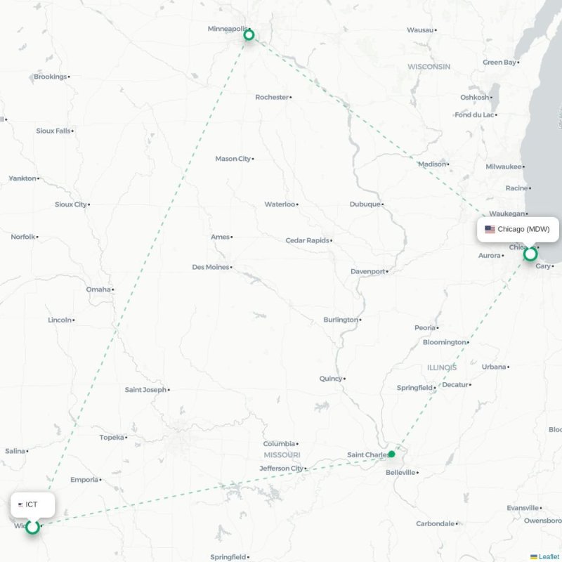 ICT - MDW route map