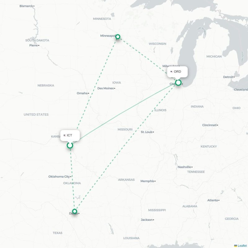 ICT - ORD route map