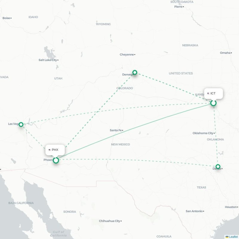 ICT - PHX route map