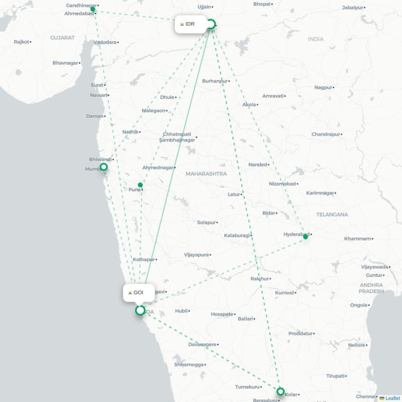 IDR - GOI route map