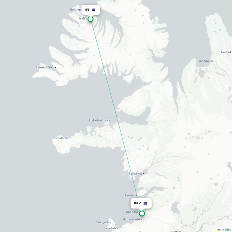 Route map Isafjorður  IFJ 