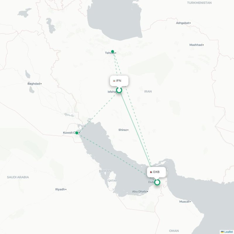 IFN - DXB route map