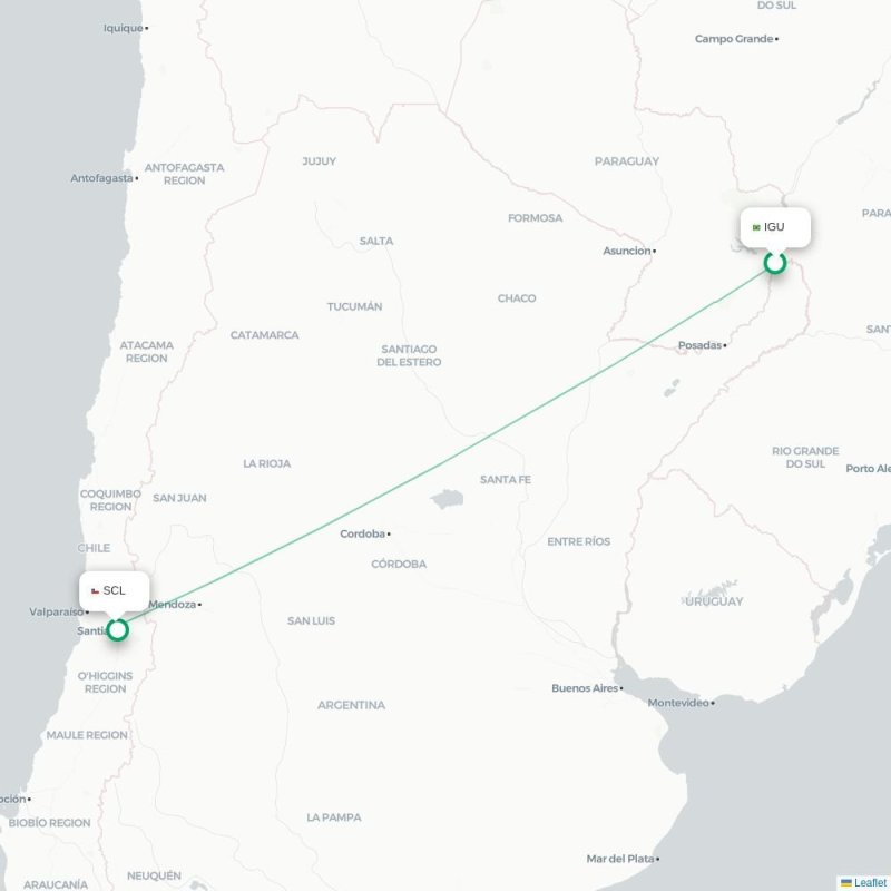 IGU - SCL route map