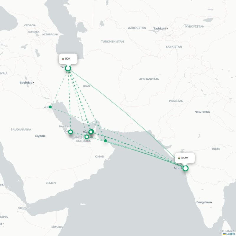 IKA - BOM route map