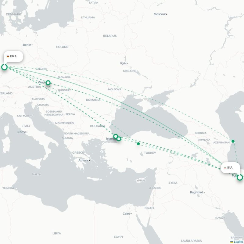 IKA - FRA route map