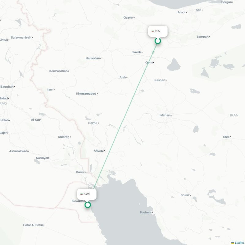 IKA - KWI route map