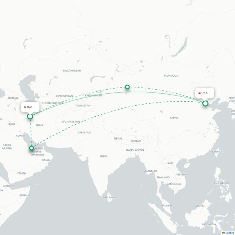 IKA - PKX route map