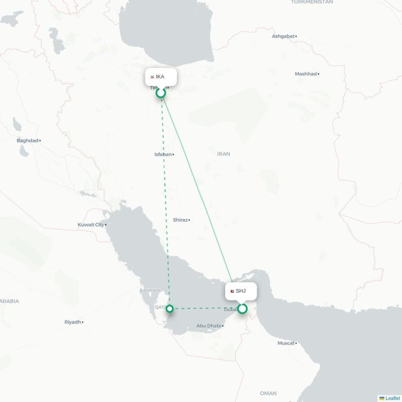 IKA - SHJ route map
