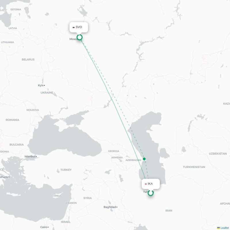 IKA - SVO route map