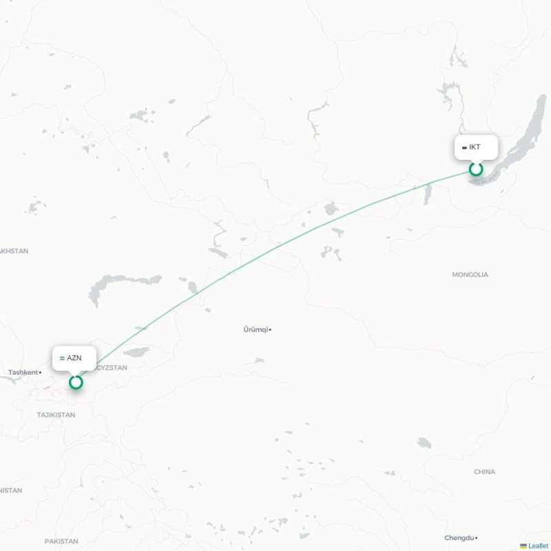 IKT - AZN route map